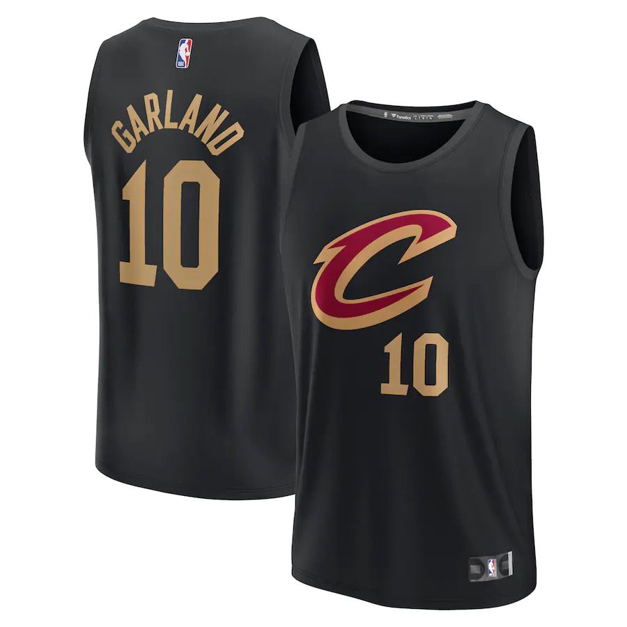 Men Cleveland Cavaliers 10 Darius Garland Fanatics Branded Black Statement Edition 2022-23 Fast Break NBA Jersey